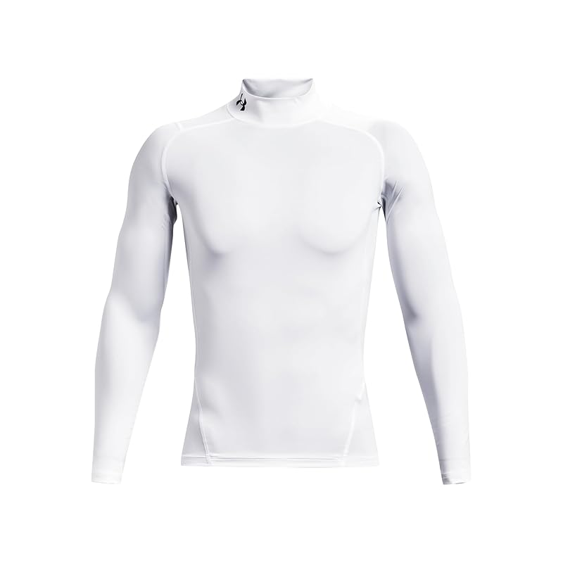 

[Under Armor] base layer UA heat gear armor compression long sleeve mock shirt men s White Black YS