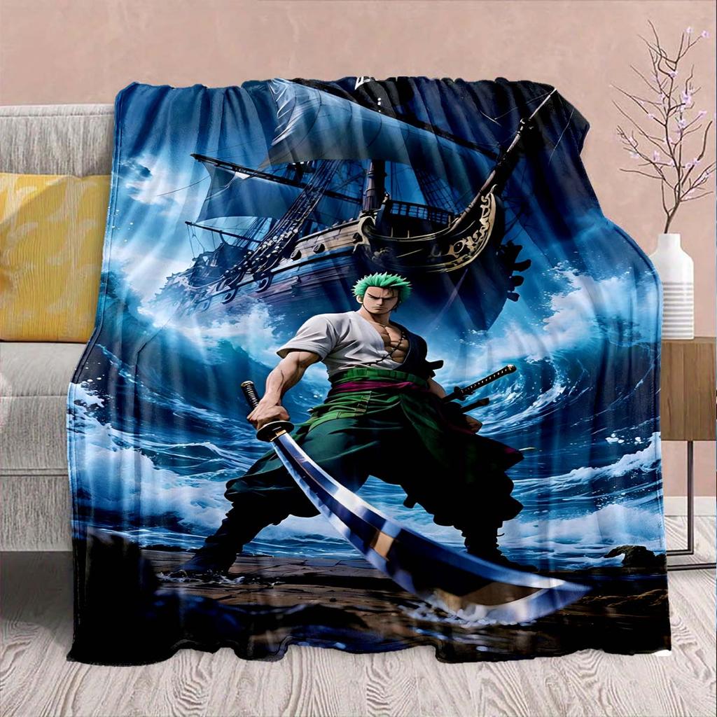 One Piece Anime Flannel Blanket - Soft Warm Perfect for Sofa, Bedding Camping Travel Office Home Decor -QJY