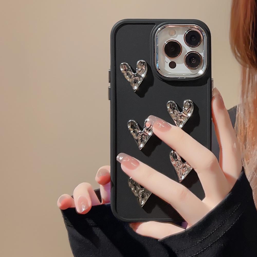 Electroplated Love iPhone 14 Case 13 Apple 12 Fold 11 Suitable for 15Pro Max Metal 13/Xs