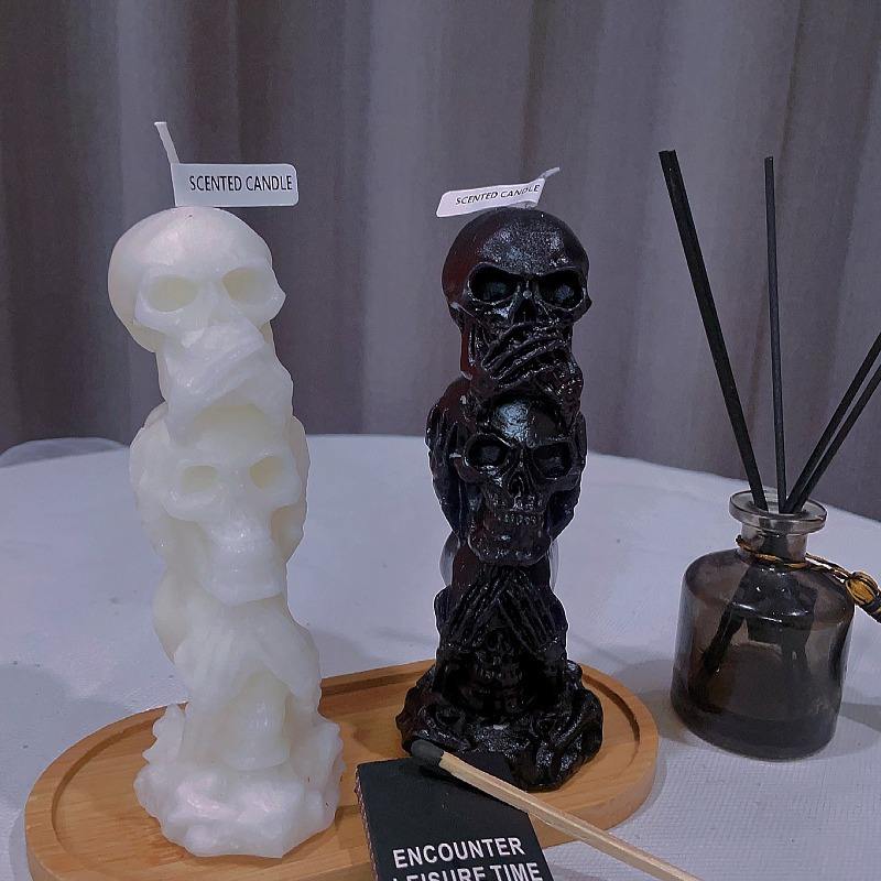 Horror Skull Candle Mold DIY Handmade Ghost Head Aromatherapy Candle Home Halloween Party Decoration