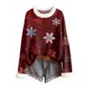 Women's Fashionable Christmas Printed Wool Collar Sweater Casual Long Sleeved Knitted Pullover Top