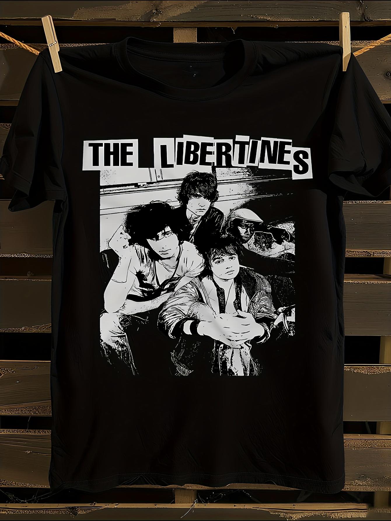 The Libertines Logo T-Shirt Mens Tshirt Womens Tshirts with Letters Print Short Sleeves T-Shirt Casual Street Tee Shirt Top S