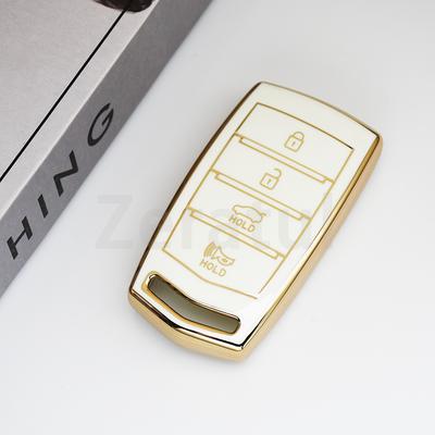 Goldrand TPU Auto Schlüsselhülle Schlüsselanhänger Schutzhülle 4 Tasten Smart Keyless Tasche Schale Für Hyundai Genesis G70 G80 Eq900 G90