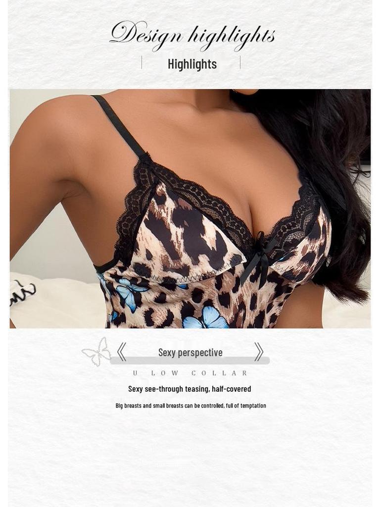 Plus Size Modal Leopard Print Camisole Nightgown - Sexy and Comfortable Women's Homewear