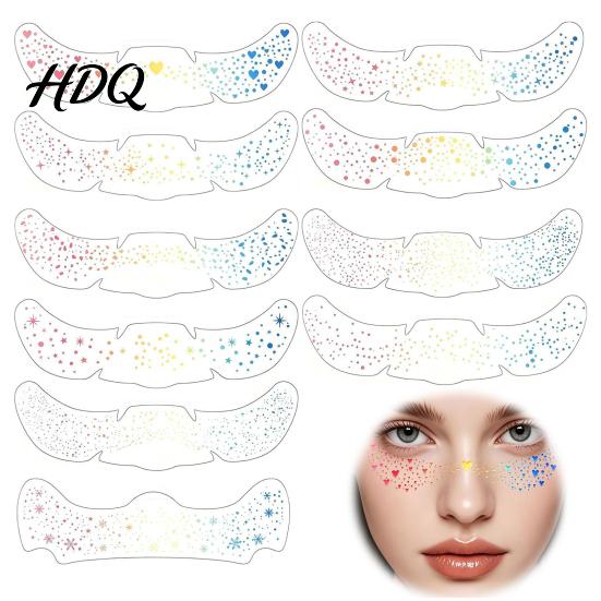 Freckle Stickers for Face 6Pcs Holographic Stickers Shimmer Temporary Tattoos with Waterproof Flash Spot Design Adhesive Easy Apply Remove