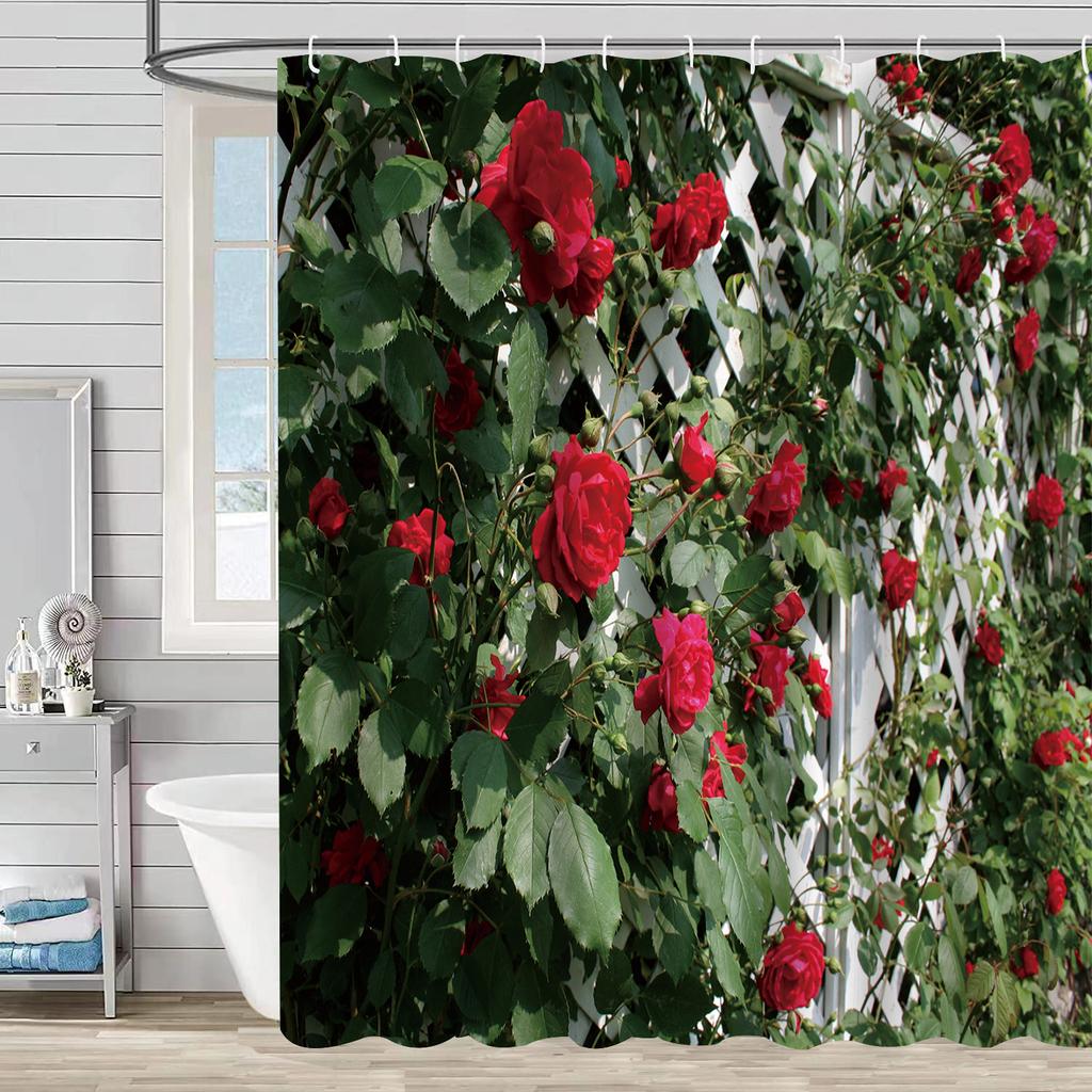 Shower Curtain Waterproof And Mildew-Proof 3D Digital Printing Plant Stone Printing Shower Bathroom Partition