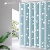 Shower Curtains Circle Print Blue Kid Bath Curtain Waterproof Polyester Cloth with Hooks 111cm Modern Style Dry-wet Separation