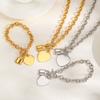 Vnox Stainless Steel Love Pendent Bracelet Necklace Set For Women Heart And Lock Accessories Hand Neck Jewelry Gifts To Mom