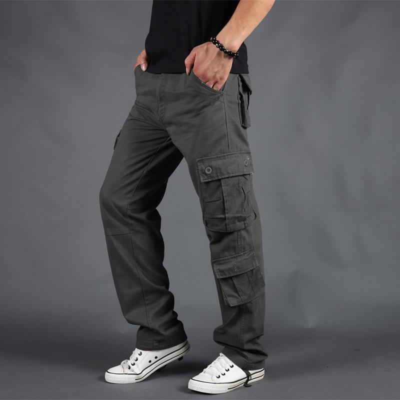 Men's Outdoor Multi-Pocket Loose Cargo Pants - Plus Size Cotton Straight Leg