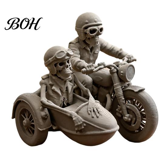 Durable Skull Figurine 3D Printed Sitting Skeleton Statue, Halloween Indoor Decor Figurines, Mini Detailed Model Home for Living Room Table