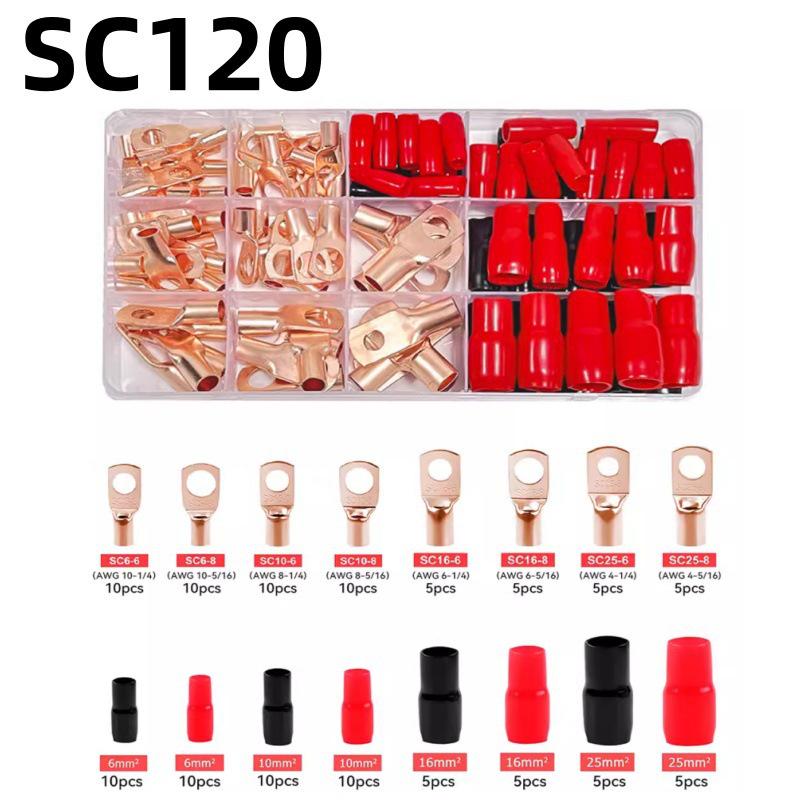 Copper Tube Terminals Set: 80-SC Series, 160-Piece Peep Hole SC6-25 Boxed