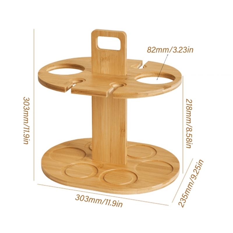 Elegant Sturdy Bamboos Wine Bottle and Glass Rack Countertop Organizers Portable Accessory for Bottles and Glasses