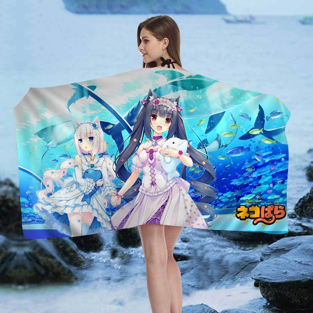 N-Nekopara Anime Bath Towel Microfiber Soft Water Absorbing Breathable For Girl Kids Decorative Cartoon Beach Towel
