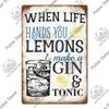 Mfoever Tin Decor Gin Brand Vintage Wine Tin Sign Metal Alcohol Plaque for Home Kitchen Bar Pub Club Man Cave Decoration Wall Decor