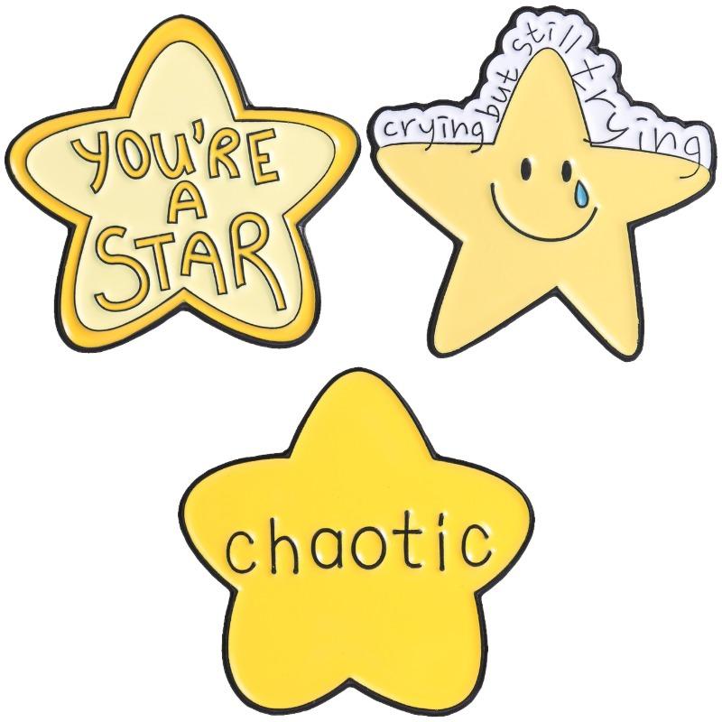You're A Star Enamel Pins Chaotic Brooches Crying But Still Trying Lapel Badge Award Jewelry Gift for Fans Readers