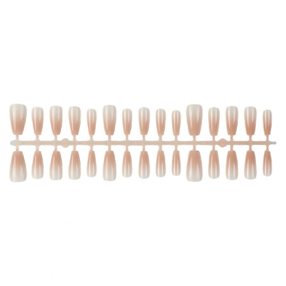 1 Bag Fake Nails Gradient Wearing Nail Blush Handmade Natural Perfect Fitting Trace-less Fake Nails for Natural Curvature