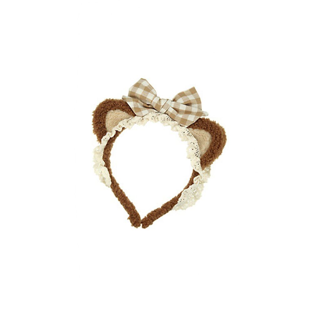 Hoop Wash Face Plush Girls Plaid Bow Cat Ears Lace Hair Band Korea Style Headband Women Accessories
