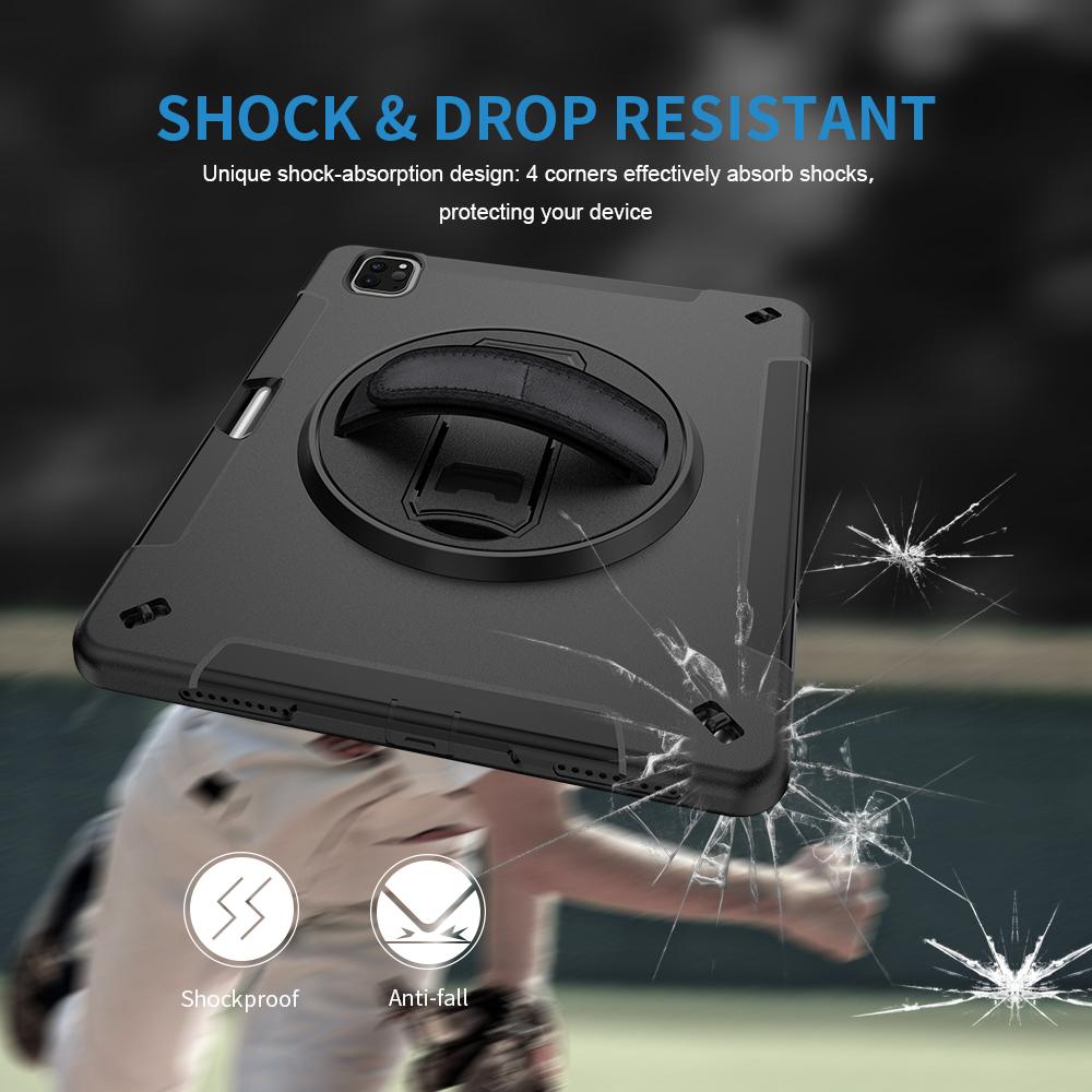 Kickstand Case for iPad Air 13 (2025)/(2024)/Pro 12.9 (2022)/(2021)/(2020)/(2018) PC+TPU Tablet Cover with PET Film/Strap