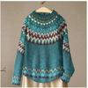 Suéter, para mujer, cuello redondo, bloque de color, corte holgado, jersey, suéter de punto, cálido, top casual