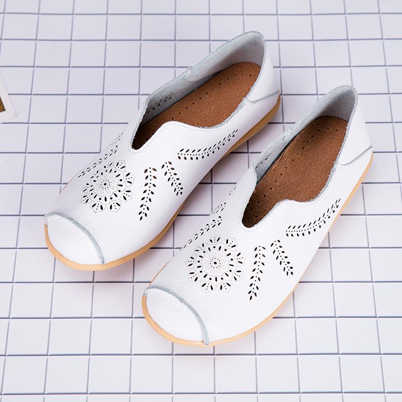 Fashion 2025 Spring Summer Women Genuine Leather Flats Women Casual Sneakers Creepers Cutouts Slip On Flat Moccasins Shoes Woman