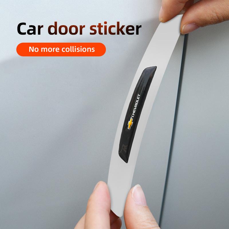 4Pcs Car Logo Anti-collision Strip Door Edge Protective Sticker For Chevrolet Corvette Montana TrailBlazer Silverado Traverse SS
