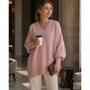 Autumn and winter crew neck pullover knitted sweater women's loose lazy style solid color women's sweater