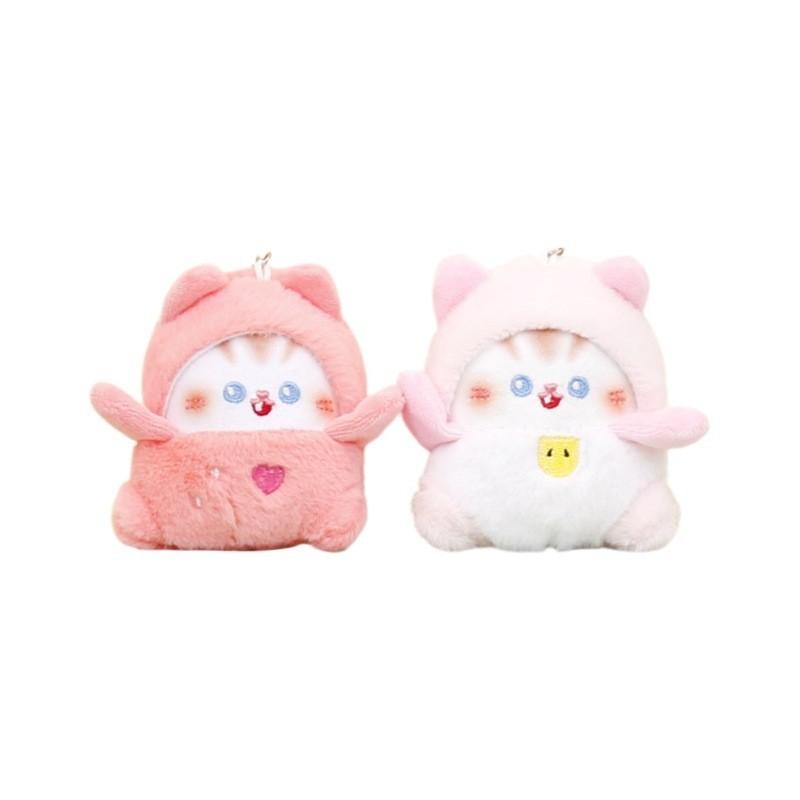 Entzückender Plüschkatzen-Schlüsselanhänger Niedliches Weichspielzeug für Mädchen Taschen und Schlüsselanhänger