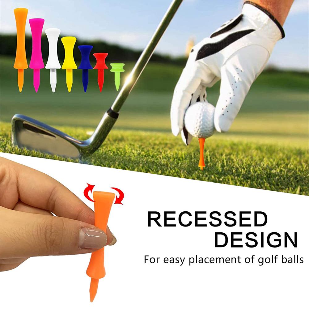 New 70Pcs Golf Tees Plastic Unbreakable Mixed Sizes 7 Colors Golf Practicing Tees
