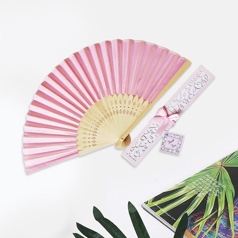 Folding Fan Silk Wedding Dance Hand Fan With Gift Box Party Favors