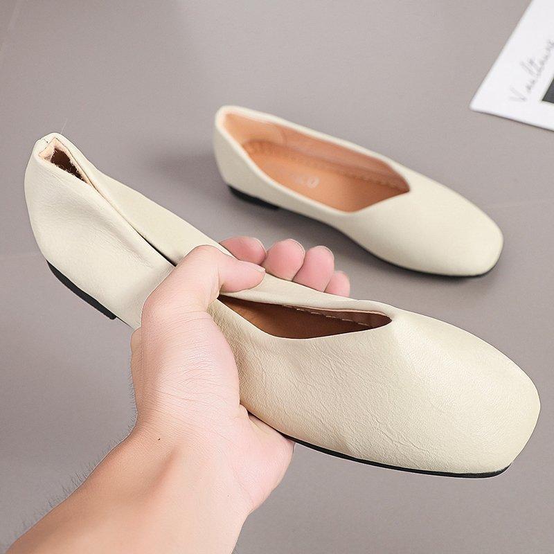 Spring and Autumn New Retro Single Shoes Women's Square Head Shoes Flat Work Shoes Grandma Shoes