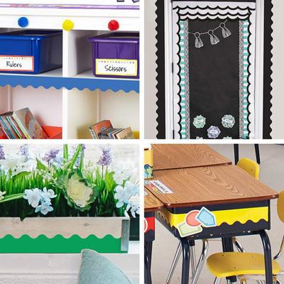 1 Roll Classroom Bulletin Board Border Stickers Colored Wavy Edge Bulletin Board