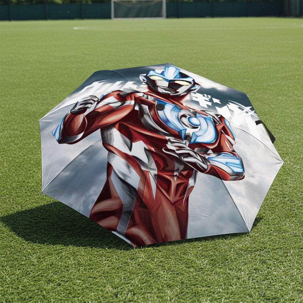 Ultraman Themed Umbrella Cute Cartoon Printed Dual Use Sunshade Rain Umbrella Windproof Portable Umbrella For Children Boys (as the picture,iron&8K)