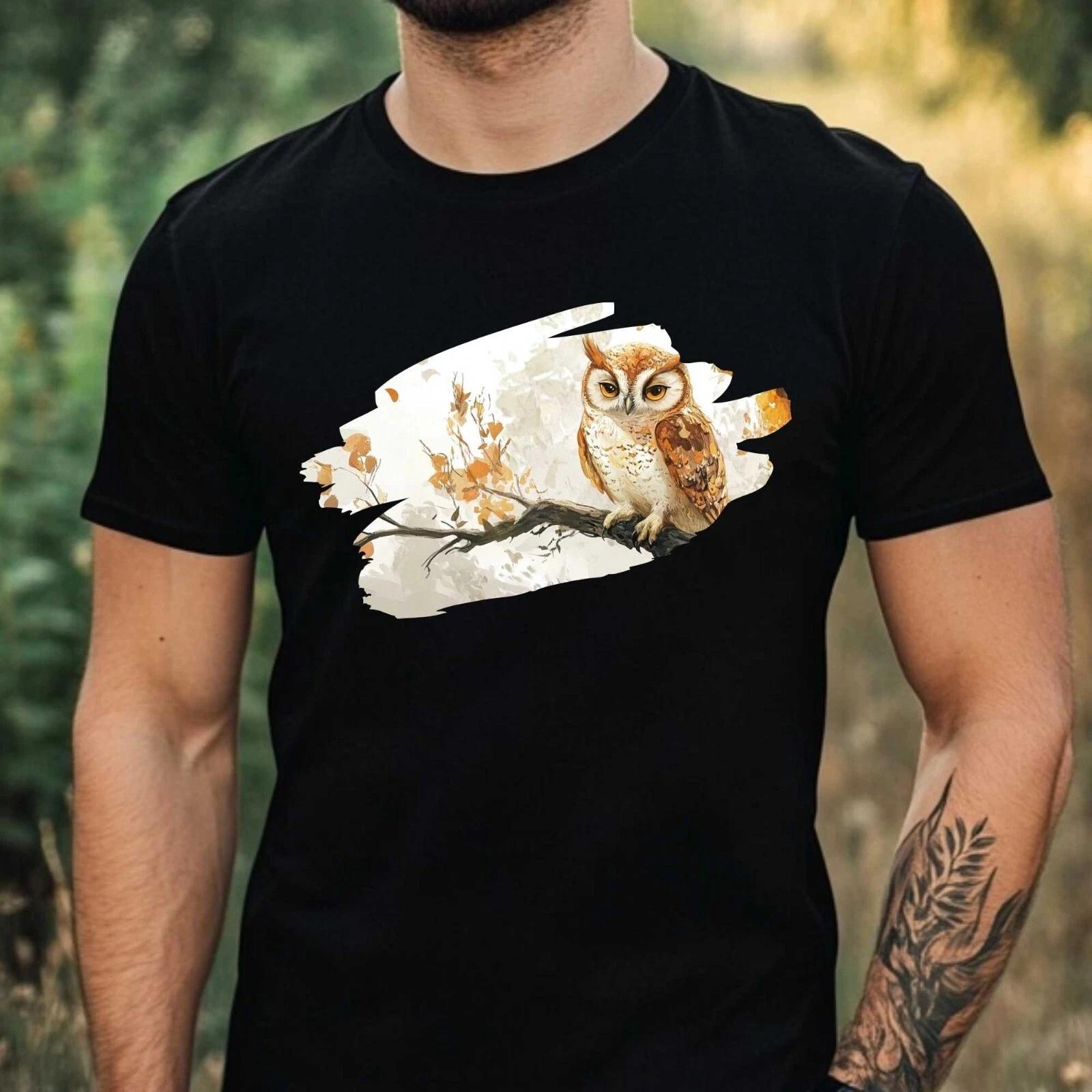 T-Shirt Herren Wunderliche Eule Motiv Baumwolle Größe XS bis 5XL M