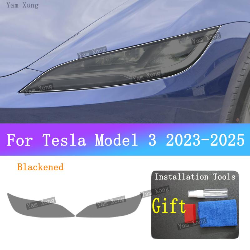 Für Tesla Model 3 Außen Scheinwerfer Rücklicht Transparente Schutzfolie Model 3+ Front Heck Schwarz Verfärbende Folien