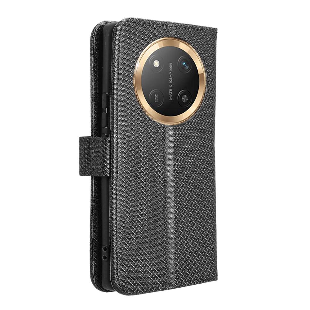 Wallet Phone Case for Honor Magic7 Lite 5G/X9c 5G/X60 Pro 5G PU Leather Diamond Texture Cover