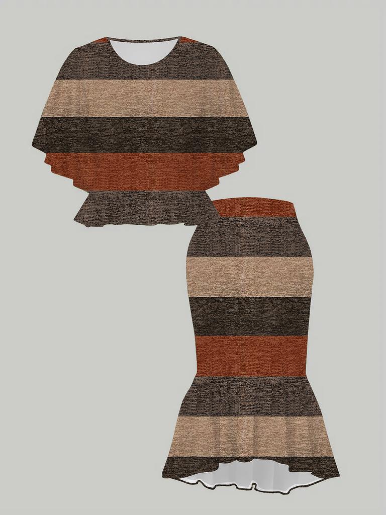 3D Geometry Printed Classical Totem Women's Print, Fashionable Large-sized, Elegant, Versatile for All Seasons. T-shirt, Skirt and Set