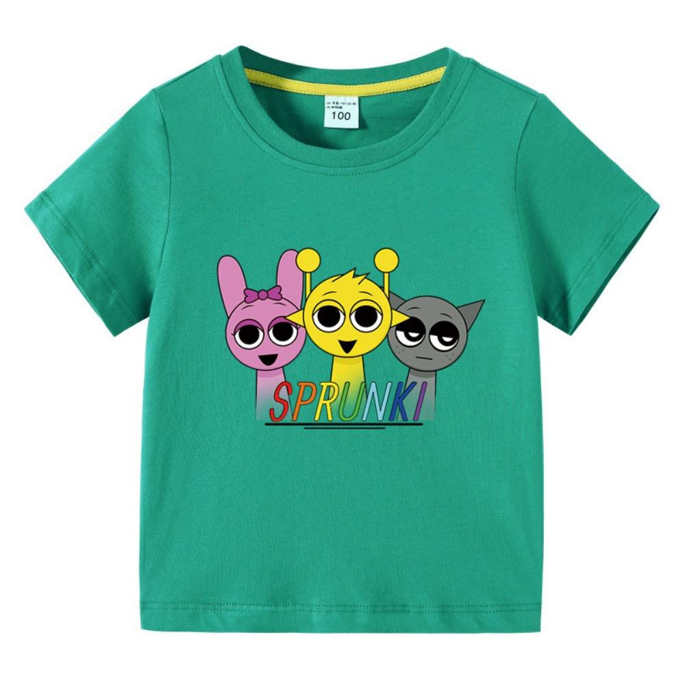 Summer Sprunki Kids Clothes Incredibox Boys Girls T-shirts Cartoon Game Character Print Tops Cool Comfortable Short Gift
