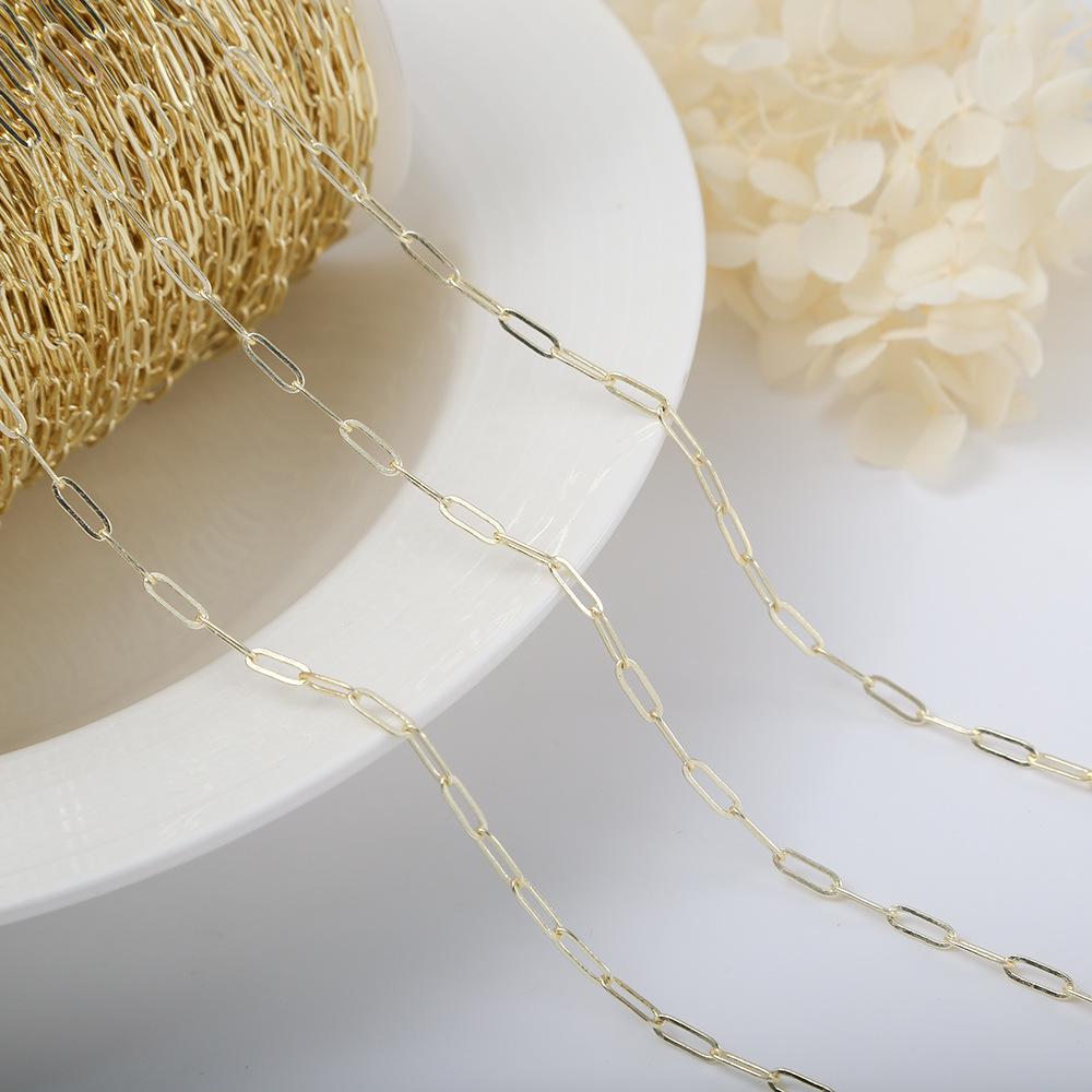 14K Gold-Filled O-Link Paperclip Chain Tassel Bracelet DIY Handmade Necklace Jewelry Materials