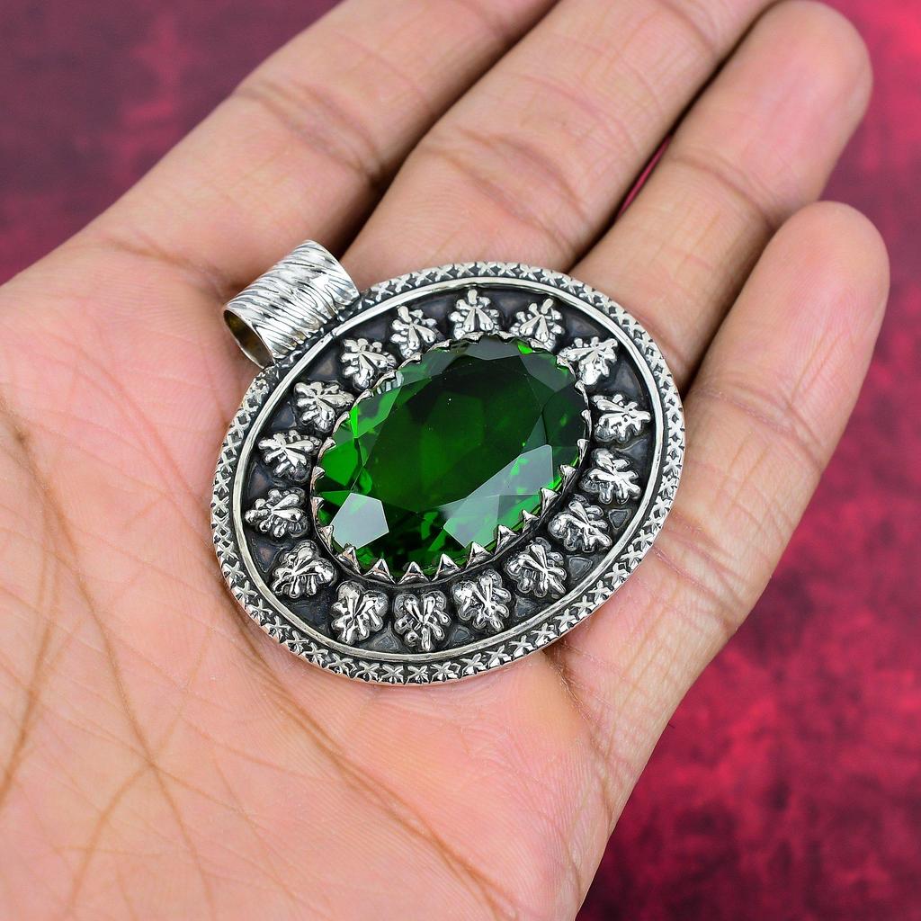 Peridot Pendant Gemstone Jewelry, 925 Solid Sterling Silver Pendant, Handmade Jewelry Birthstone Pendant, Gift For Him