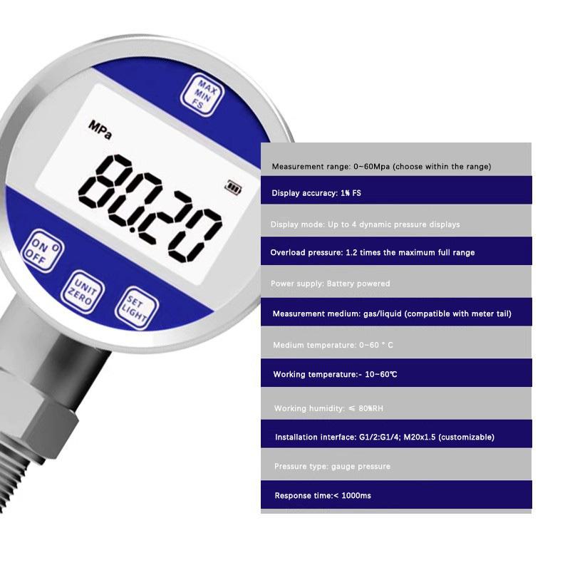 High Precision Digital Pressure Gauge Digital Electronic Hydraulic Shock Resistant Vacuum Negative Pressure Gauge