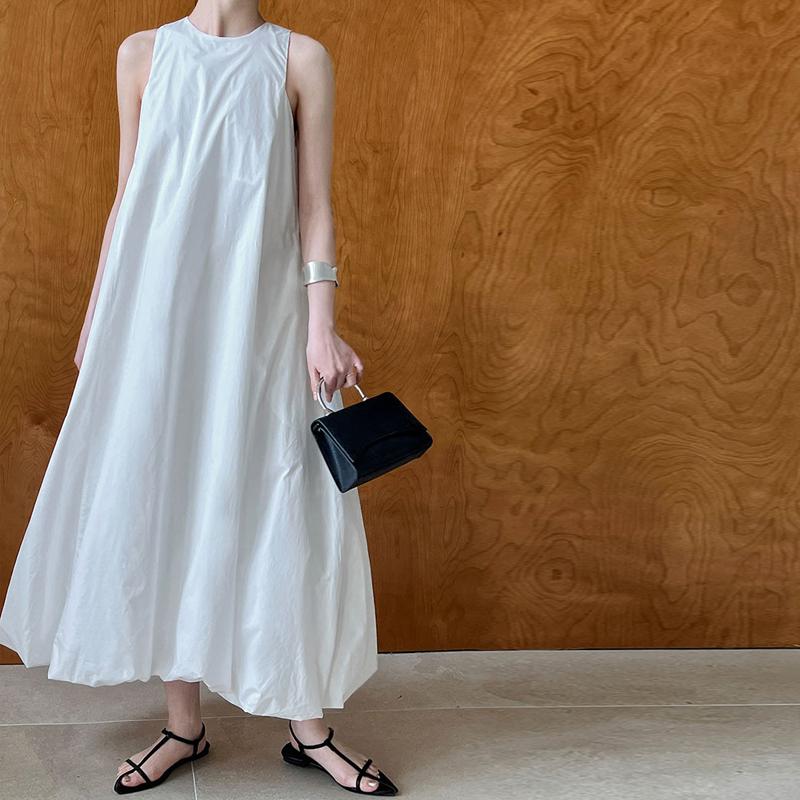 

Johnature с круглым вырезом, простое платье с цветочным бутоном, женское летнее повседневное платье без рукавов, свободный удобный жилет