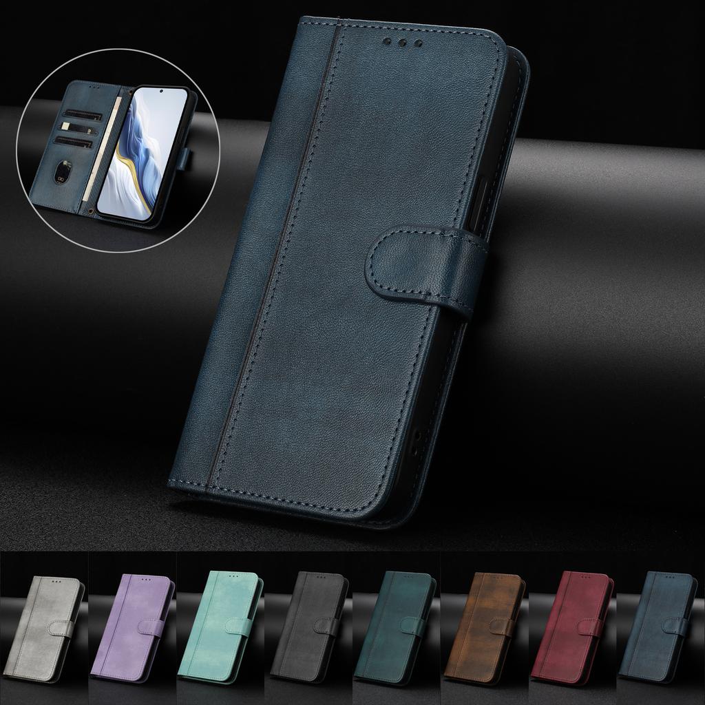 Luxuriöse Schlichte Linie Lederhülle Für Huawei Nova 13 Pro/Nova 11/Nova 12S/Nova 12i/Nova 13i Kartenfächer Magnetische Anziehung Ständer Stoßfestes Flip-Cover