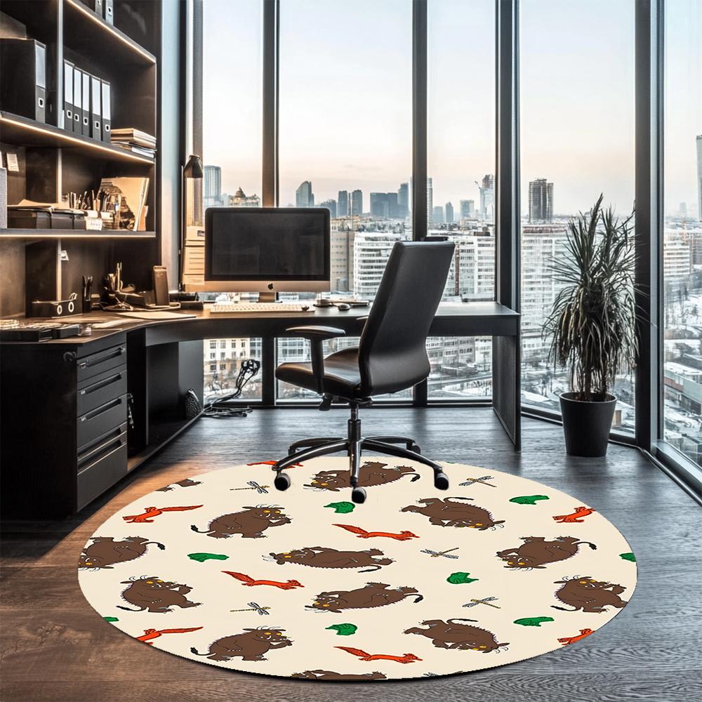 The Gruffalo Printed Round Rug Carpet Chair Rug Area Rug Entryway Doormats,for Office Chair Living Room Bedroom Kitchen Room.