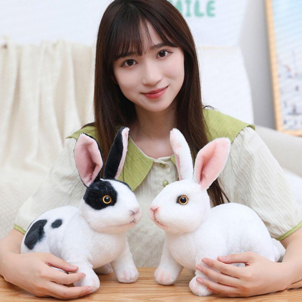 Four Colors Simulation Animal Doll Long Ears Realistic Rabbit Plush  Sleeping Companion