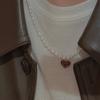 S925 Sterling Silver Niche Design Sense Retro Love Pearl Necklace Korean Style Simple Collarbone Chain