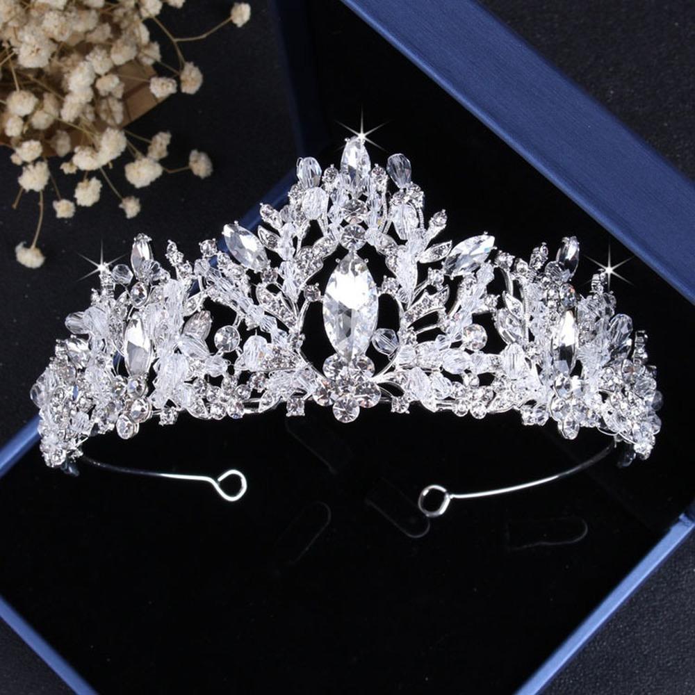 Bridal Crystal Luxury Beads Baroque Jewelry Sets Rhinestone Tiaras Crown Necklace Earrings Set Wedding African Hair Jewelry Set