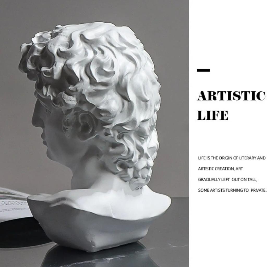 Greek David Bust Statue Resin Decorative Figurines Sculpture Home Office Bookshelf Desk Living Room Decor Mythology Ornaments