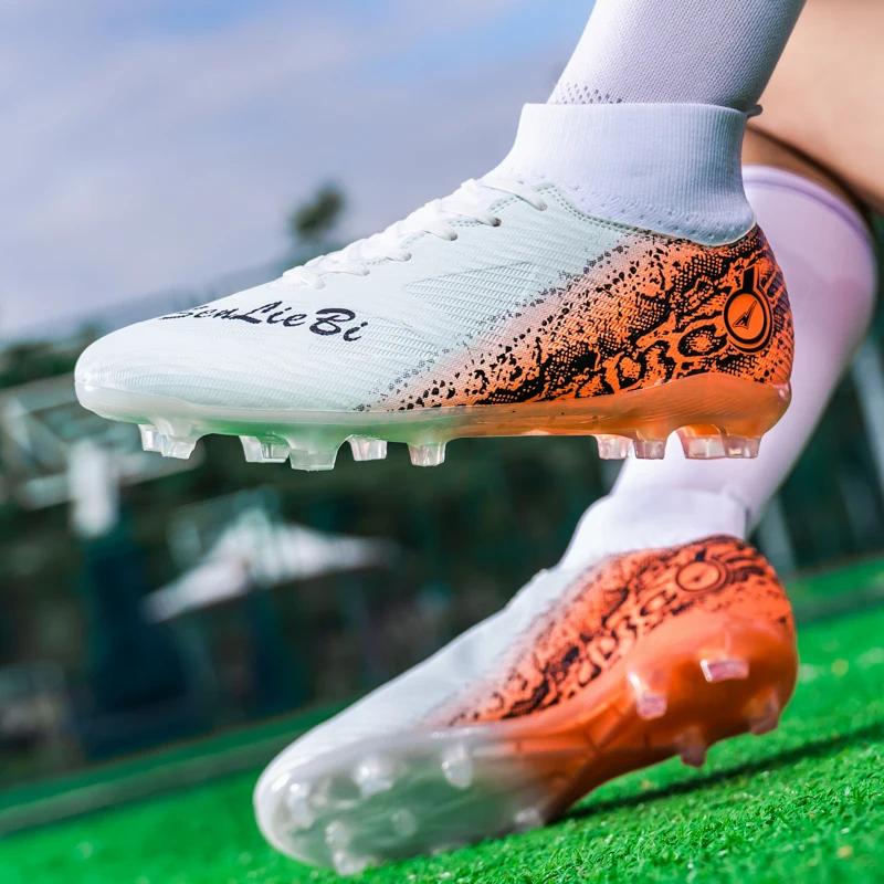 Nuevas Botas de Fútbol para Hombre Adulto Entrenamiento Deporte Zapatos de Fútbol Tacos Niños Exterior Tacos Largos Antideslizante Transpirable Partido Cómodo