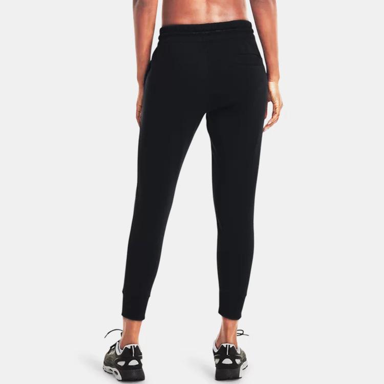 Under Armour Solid Color Logo Fleece Sweatpants Women Bottoms Black 1365849-001