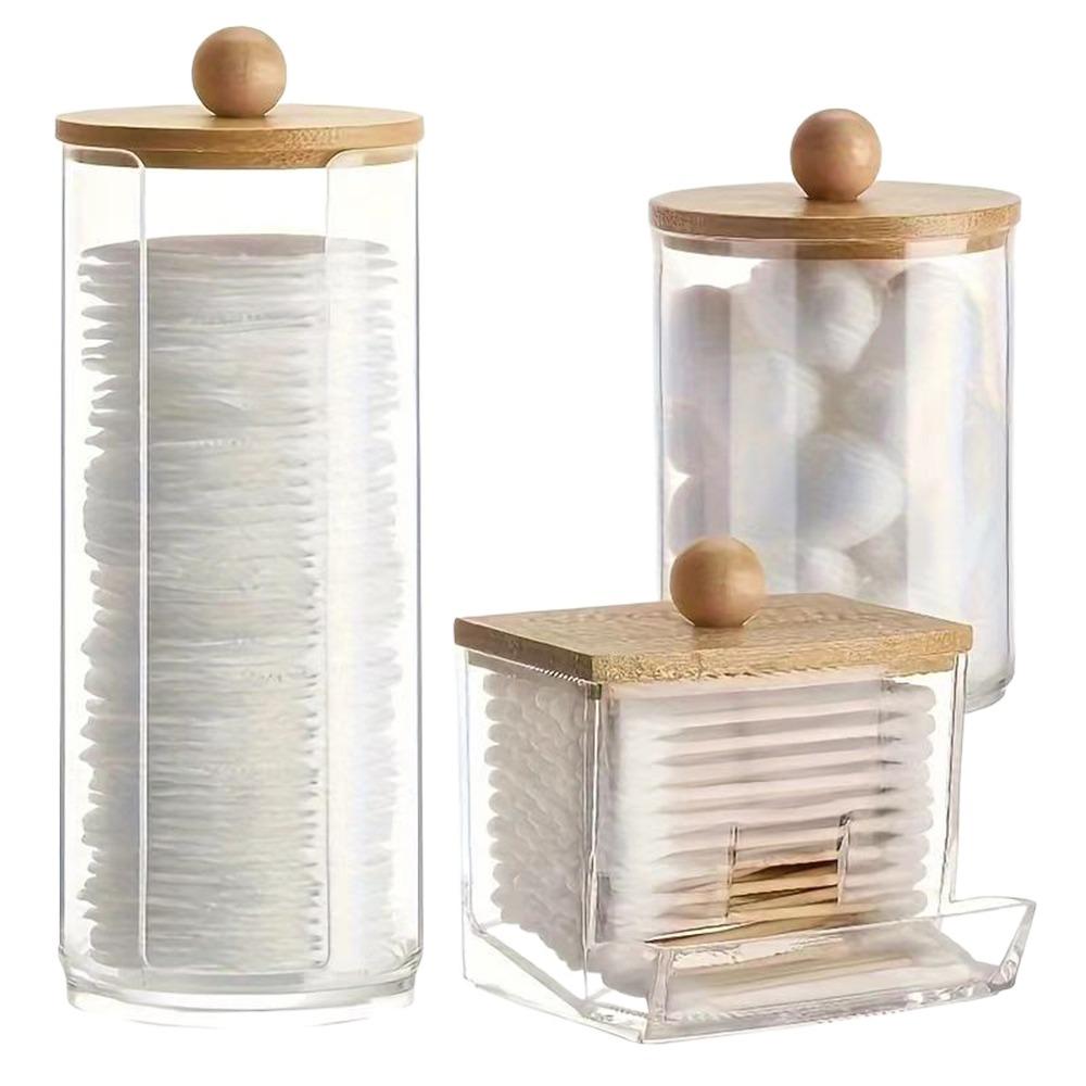 2/3/4Pcs Dust-proof Qtips Storage Holder Set Save Space Apothecary Container Jar  Cotton Pad